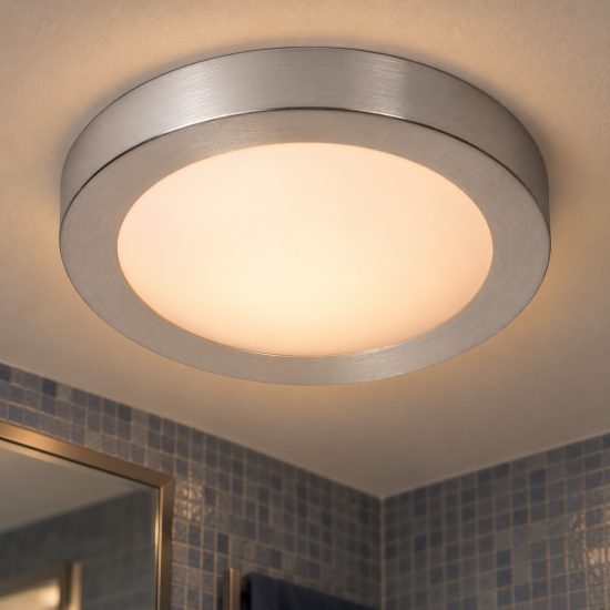 Plafoniera rotonda per bagno moderna cromo satinato ip44