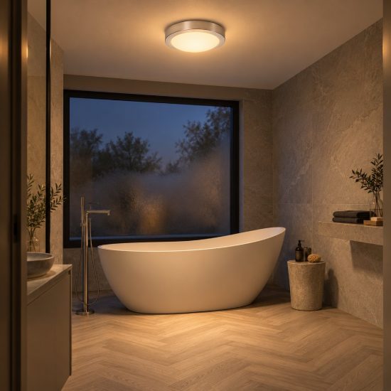 Plafoniera rotonda per bagno moderna cromo satinato ip44
