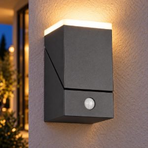 Applique grigia da esterno con sensore di movimento luce orientabile led 7w 3000k ip54