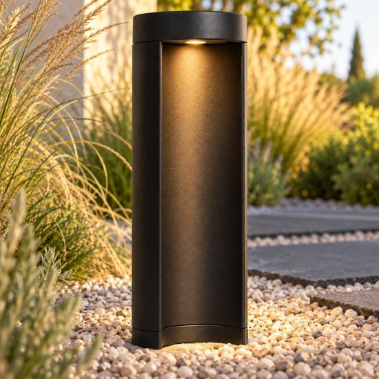 Paletto da giardino piccolo a cilindro moderno nero led 9w 3000k ip54
