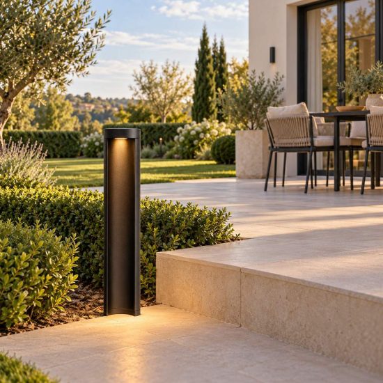 Paletto da giardino medio a cilindro moderno nero led 9w 3000k ip54