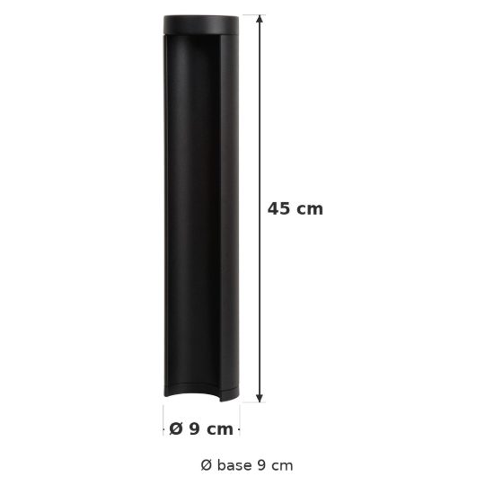 Paletto da giardino medio a cilindro moderno nero led 9w 3000k ip54