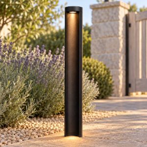 Paletto da giardino grande a cilindro moderno nero led 9w 3000k ip54