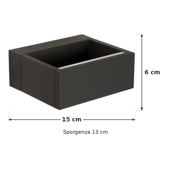 Applique da esterno rettangolare moderna antracite led 10w 3000k ip54