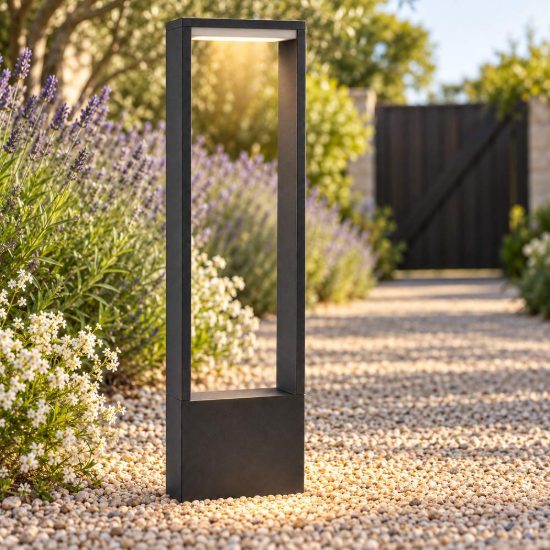 Paletto da giardino rettangolare moderno antracite led 10w 3000k ip54