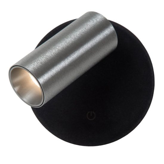 Faretto da comodino grigio ferro nero led 2w cct 2700k 3300k 4000k ricaricabile
