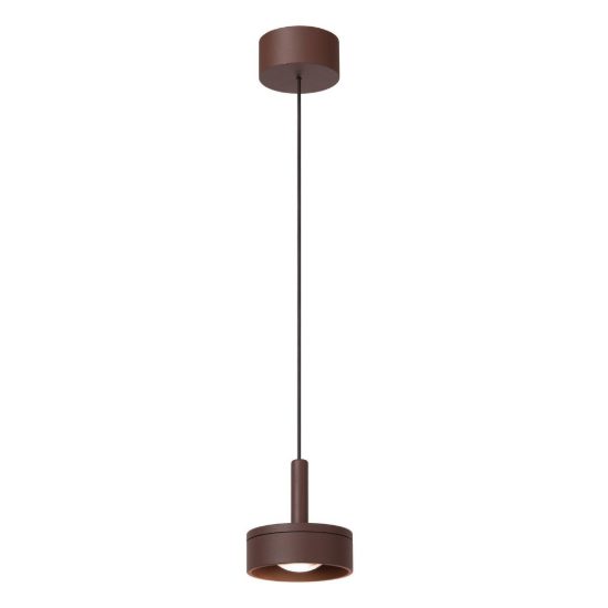 Lampada a sospensione da esterno rotonda moderna marrone ruggine trasparente led 8w 2700k ip54