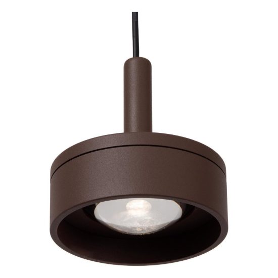 Lampada a sospensione da esterno rotonda moderna marrone ruggine trasparente led 8w 2700k ip54