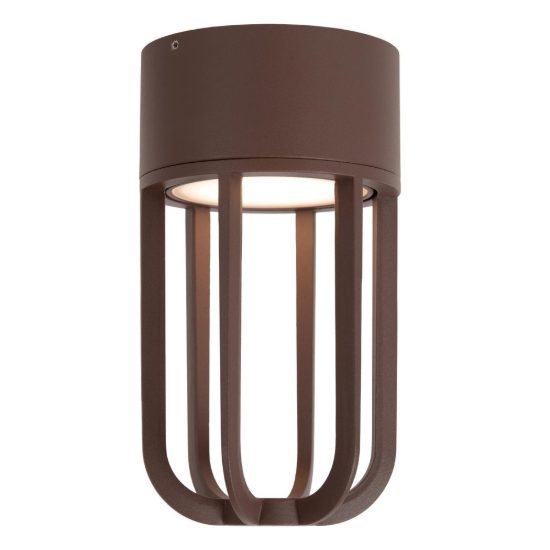Plafoniera da esterno a lanterna moderna marrone ruggine led 8w 2700k ip54