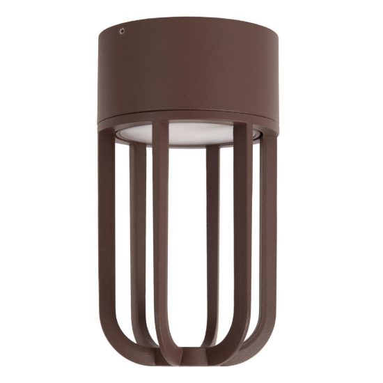 Plafoniera da esterno a lanterna moderna marrone ruggine led 8w 2700k ip54