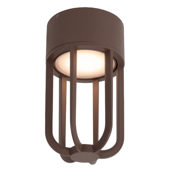 Plafoniera da esterno a lanterna moderna marrone ruggine led 8w 2700k ip54
