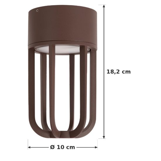 Plafoniera da esterno a lanterna moderna marrone ruggine led 8w 2700k ip54