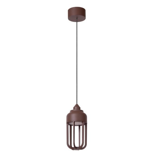 Lampada a sospensione da esterno a lanterna moderna marrone ruggine led 8w 2700k ip54