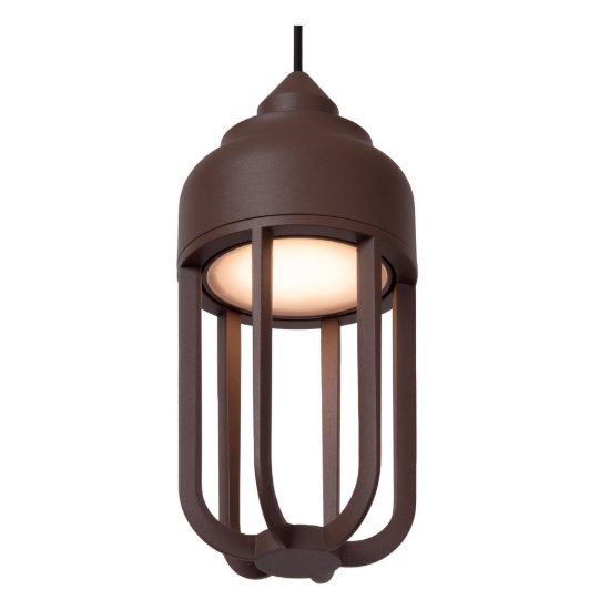 Lampada a sospensione da esterno a lanterna moderna marrone ruggine led 8w 2700k ip54