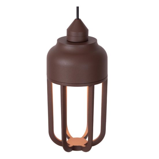Lampada a sospensione da esterno a lanterna moderna marrone ruggine led 8w 2700k ip54