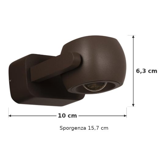 Applique da esterno moderna caffe led 8w 2700k ip54 orientabile