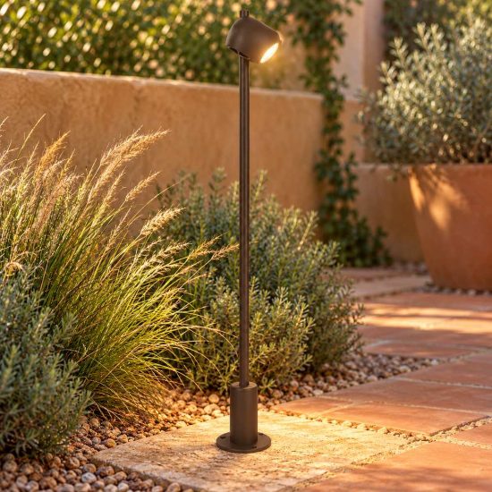 Paletto da giardino moderno caffe led 8w 2700k ip54