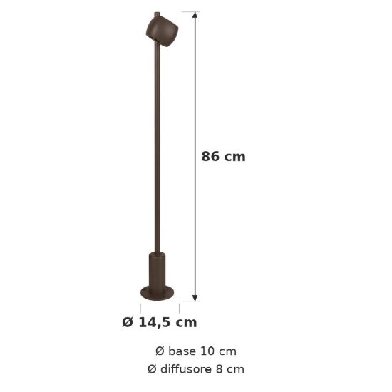 Paletto da giardino moderno caffe led 8w 2700k ip54