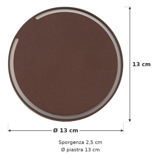 Applique da esterno rotonda moderna marrone ruggine led 6w 2700k ip54