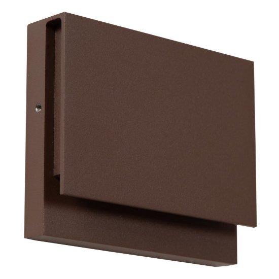 Applique da esterno rettangolare moderna marrone ruggine led 6w 2700k ip54