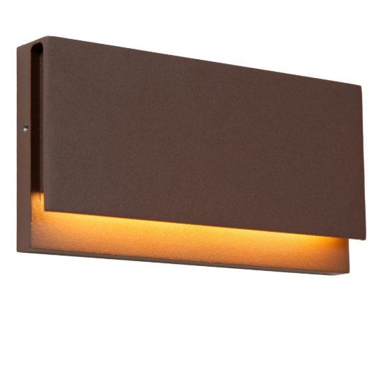 Applique da esterno rettangolare moderna marrone ruggine led 10w 2700k ip54