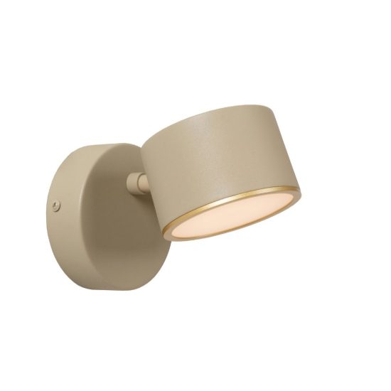 Applique per comodino camera da letto rotonda contemporanea tortora led 9w 2700k touch dimmer