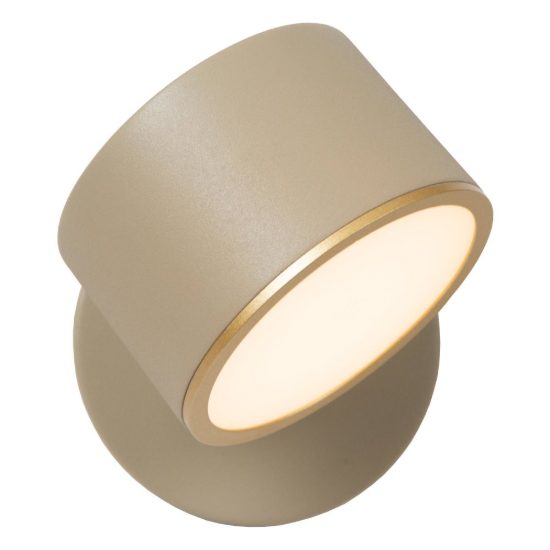 Applique per comodino camera da letto rotonda contemporanea tortora led 9w 2700k touch dimmer