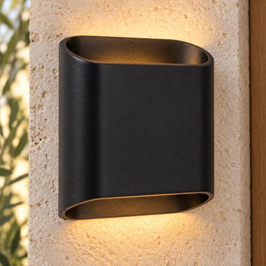 Applique da esterno curva contemporanea nero led 10w 2700k ip65