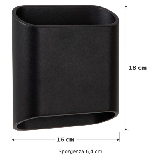 Applique da esterno curva contemporanea nero led 10w 2700k ip65