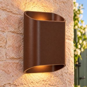 Applique da esterno curva contemporanea marrone ruggine led 10w 2700k ip65