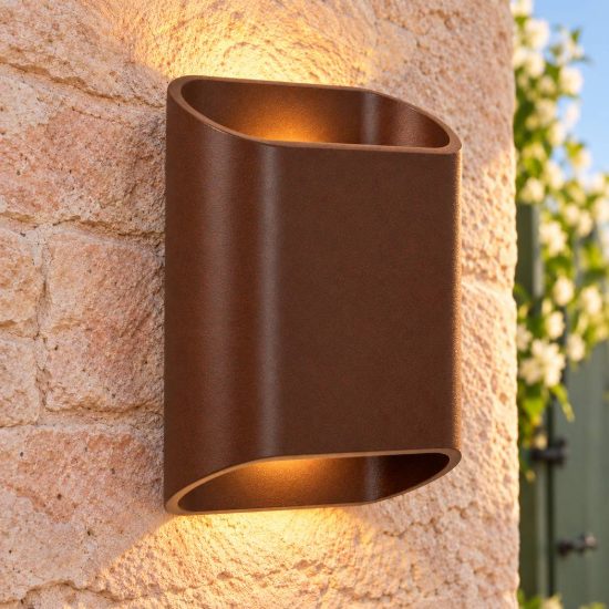 Applique da esterno curva contemporanea marrone ruggine led 10w 2700k ip65