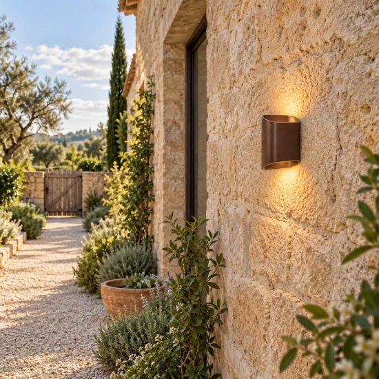 Applique da esterno curva contemporanea marrone ruggine led 10w 2700k ip65