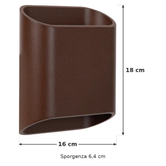 Applique da esterno curva contemporanea marrone ruggine led 10w 2700k ip65