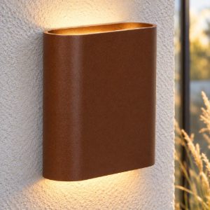 Applique da esterno ovale contemporanea marrone ruggine led 10w 2700k ip54