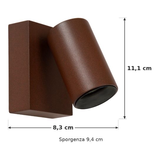 Applique da esterno a cilindro marrone ruggine led 10w cct 2200k 2700k 3000k ip54