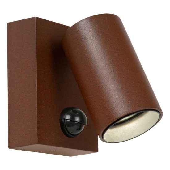 Applique da esterno a cilindro marrone ruggine led 10w cct 2200k 2700k 3000k ip54 con sensore