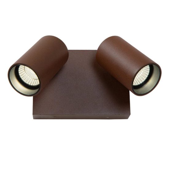 Applique da esterno con 2 faretti marrone ruggine led 19w cct 2200k 2700k 3000k ip54