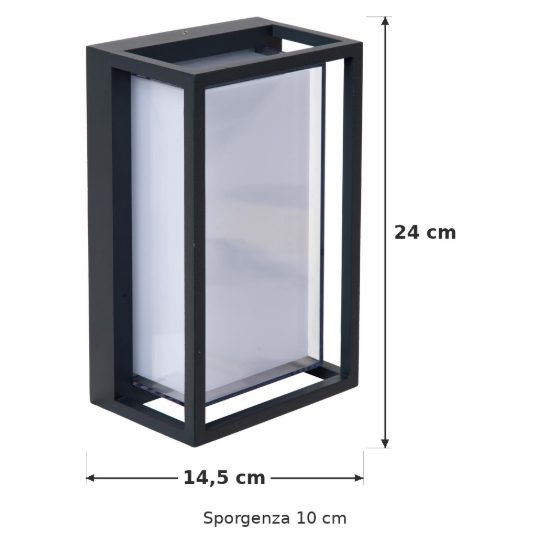Applique da esterno a lanterna moderna nero opalino led 11w cct 2700k 6500k ip54