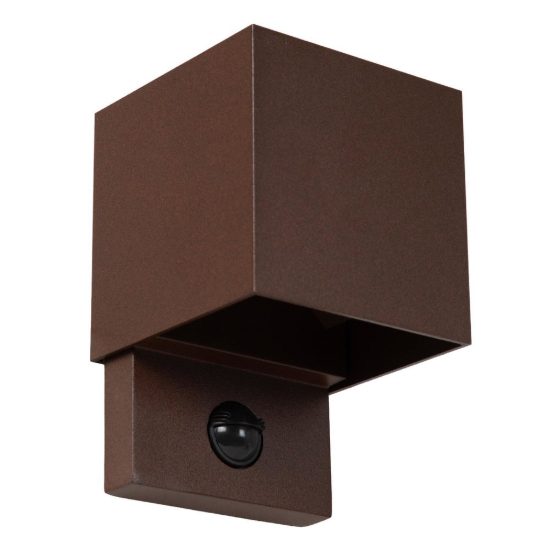 Applique da esterno quadrata marrone ruggine led 7w cct 2700k 3300k 4000k ip65 con sensore