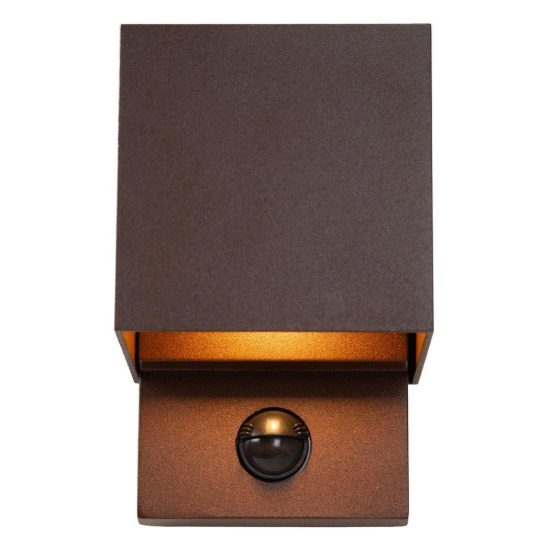Applique da esterno quadrata marrone ruggine led 7w cct 2700k 3300k 4000k ip65 con sensore