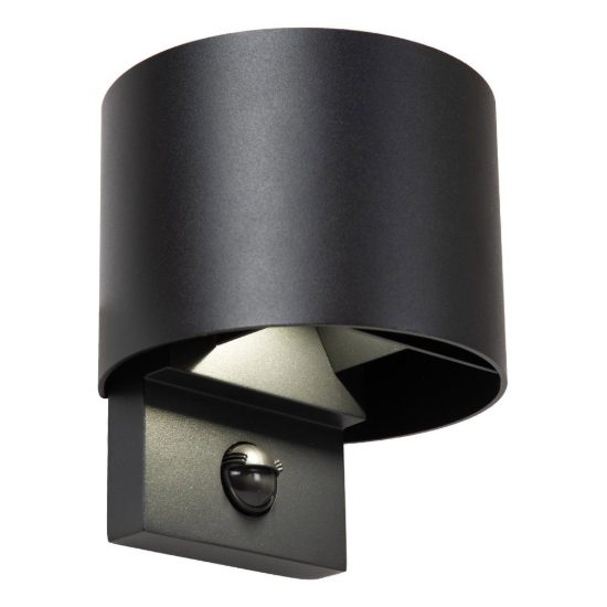 Applique da esterno curva nero led 7w cct 2700k 3300k 4000k ip65 con sensore