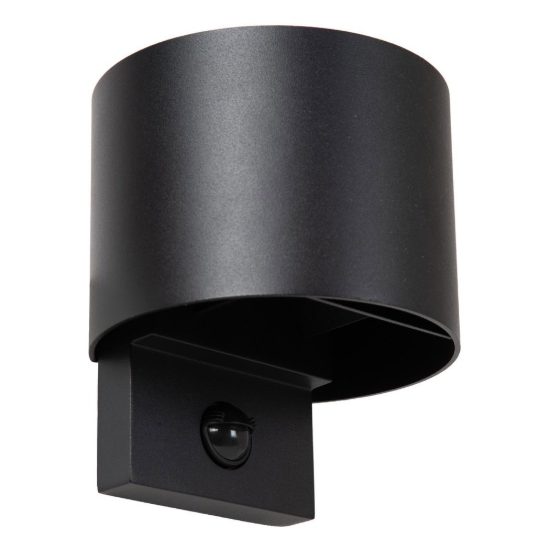 Applique da esterno curva nero led 7w cct 2700k 3300k 4000k ip65 con sensore