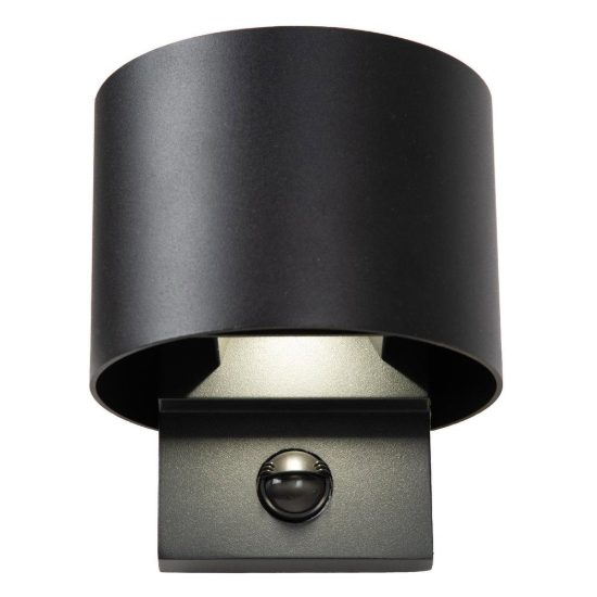 Applique da esterno curva nero led 7w cct 2700k 3300k 4000k ip65 con sensore