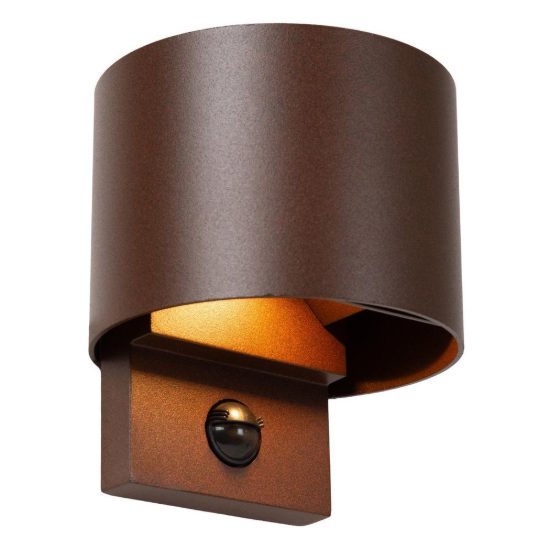 Applique da esterno curva marrone ruggine led 7w cct 2700k 3300k 4000k ip65 con sensore