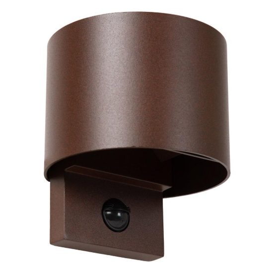 Applique da esterno curva marrone ruggine led 7w cct 2700k 3300k 4000k ip65 con sensore