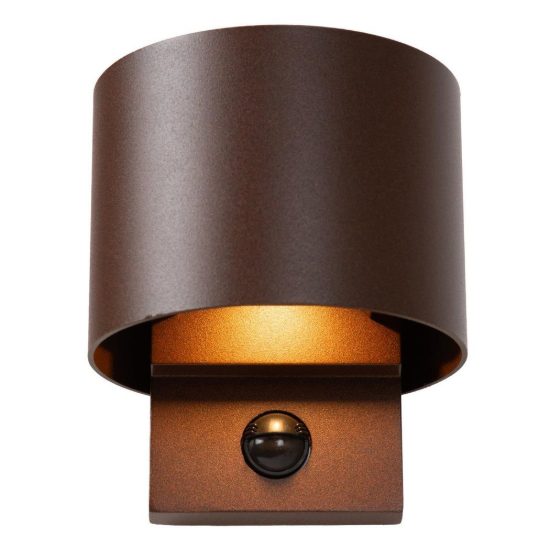 Applique da esterno curva marrone ruggine led 7w cct 2700k 3300k 4000k ip65 con sensore