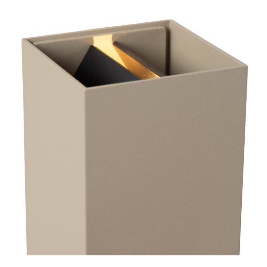 Applique da esterno rettangolare moderna tortora led 10w cct 2200k 2700k 3000k ip54