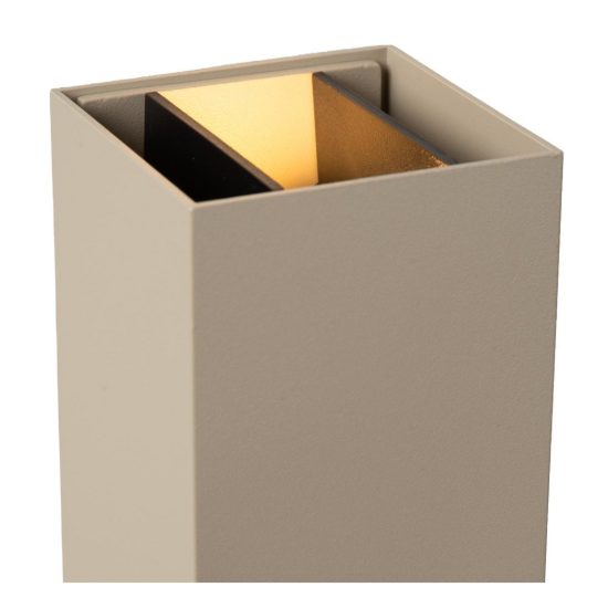 Applique da esterno rettangolare moderna tortora led 10w cct 2200k 2700k 3000k ip54