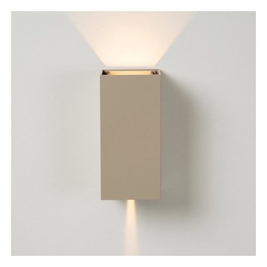 Applique da esterno rettangolare moderna tortora led 10w cct 2200k 2700k 3000k ip54