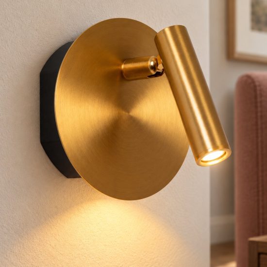 Applique per comodino camera da letto rotonda moderna oro led 2w 3000k ricaricabile